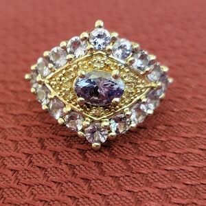 Evil Eye AA Tanzanite & White Topaz Silver Women's Ring Sz 5